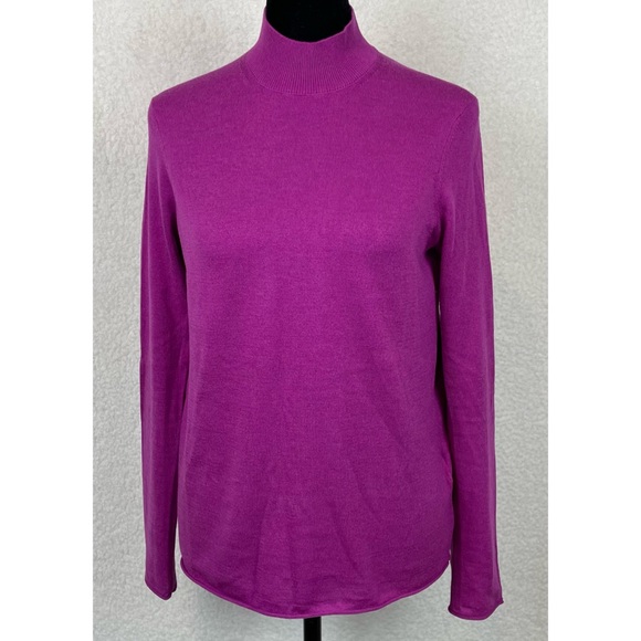 MASSIMO DUTTI • Magenta Wool-Cashmere Blend Long Sleeve Mockneck Sweater, XS - Picture 9 of 16